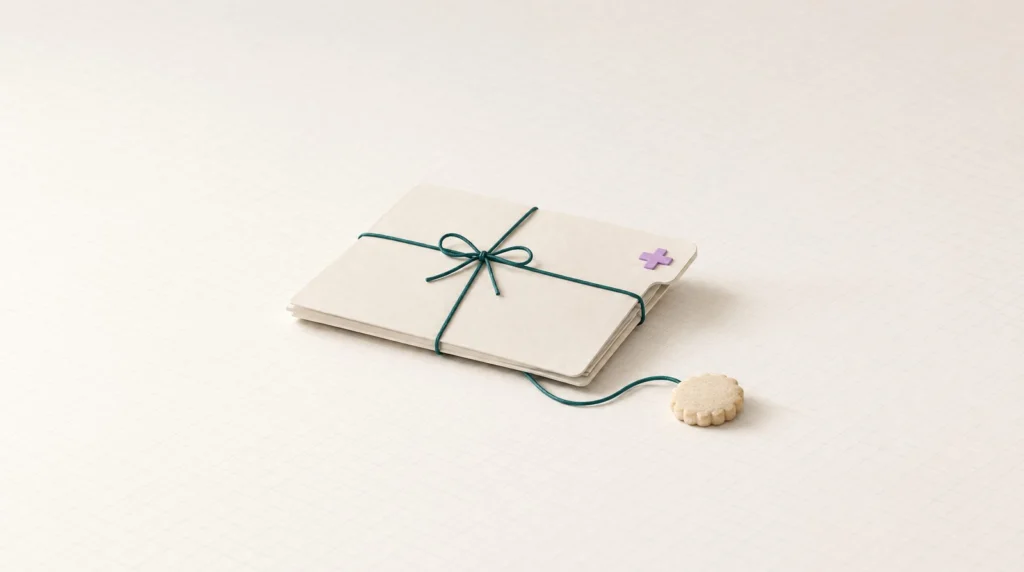 Medical file folder tied with a thread: GDPR and patient data in a medical practice